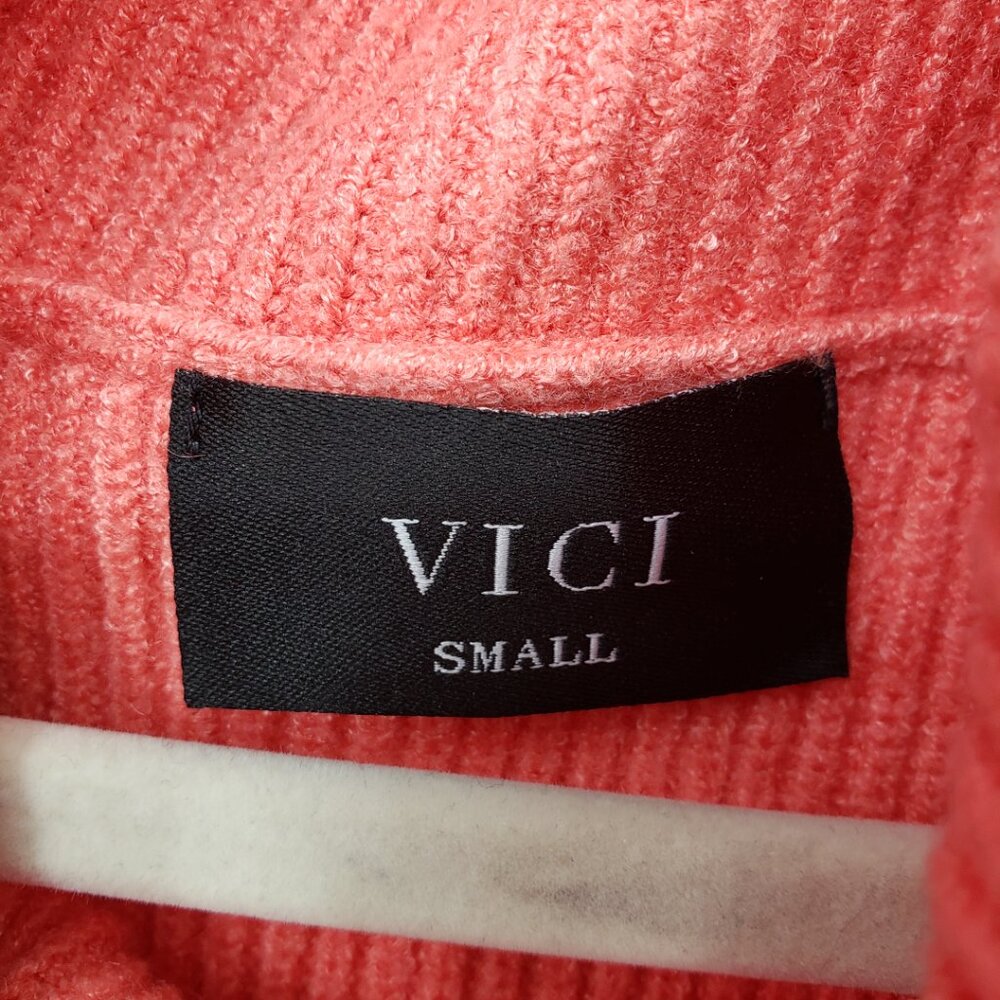 Vici Cowl Neck Balloon Sleeve Pullover Sweater S Ribbed Knit Relaxed Fit Coral - Picture 6 of 11